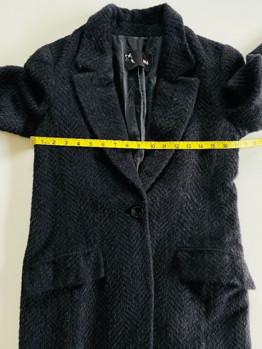 DIA Luxury Suri Alpaca Wool Shimmer Mid Length Coat Jacket Charcoal Black Small - Picture 8 of 13